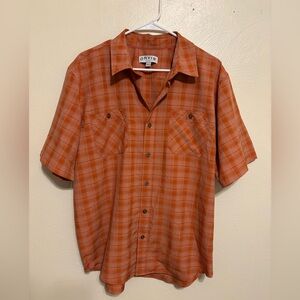 Orvis Classic Collection Plaid Short Sleeve Button-Up Shirt Orange – Men’s L